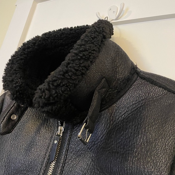 Zara Faux Shearling cropped moto jacket - Picture 4 of 5